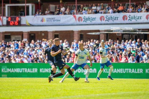 Max Krötsching SVP, left against Emil Holten FCH, mi GER, football, national cup, Lüpzer Pils Cup, final, SV Pastow FC Hansa Rostock