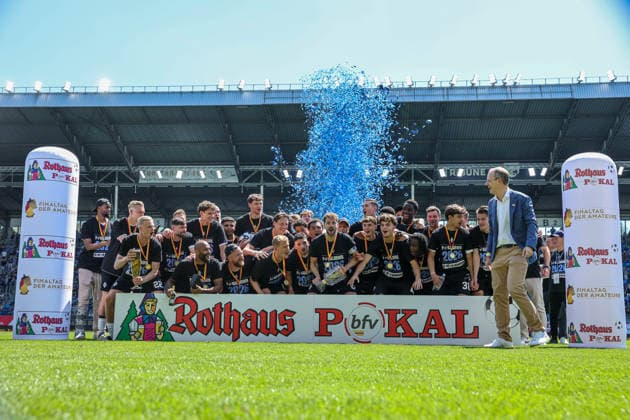 SV Waldhof Mannheim is Cup Winner 2025 2026 and thus qualifies for the DFB Cup 2026 2027 at the BfV Cup Final VfR Mannheim SV Waldhof Mannheim 07 on 23 05 26 at Carl Benz Stadium, Mannheim xamx Photo Alfio Marino Copyright: