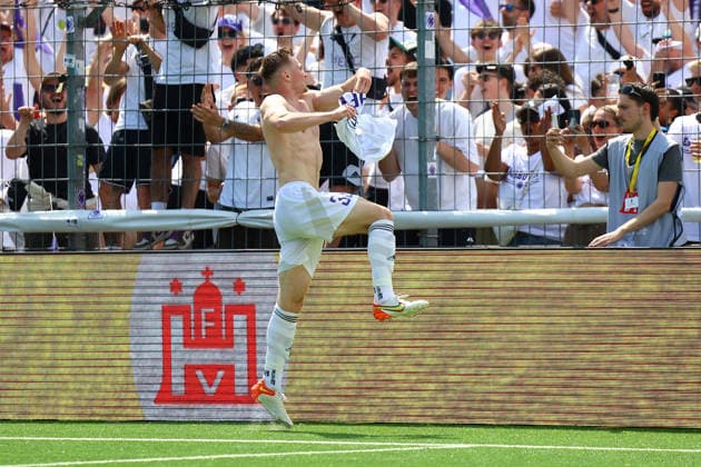 33 Christopher Grünewald HEBC celebrates his goal for 1 5 Football I Mens I Lotto Cup I 2025 2026 season I Final I SC Vorwärts Wacker04 Billstedt HEBC I 23 05 2026 I Hoheluft stadium