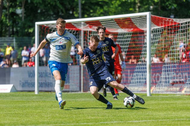 left Lukas Kunze Rostock vs Paul Valentin Bode Pastow GER, FC Hansa Rostock vs SV Pastow, Football, Men, Lübzer Pils Landespokal, Final, Season 2025 2026, 23 05 2026 Greifswald Volksstadion Mecklenburg Vorpommern Germany