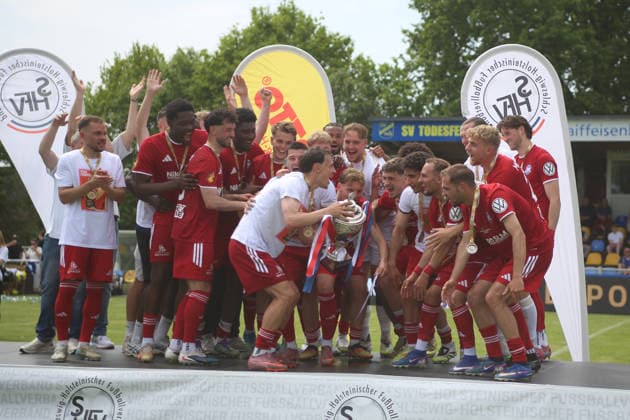 Soccer I Men I Season 2025 2026 I Landespokal Schleswig Holstein I Final I SV Todesfelde 1 FC Phönix Lübeck I 23 05 2026 Jubelfoto Todesfelde Joda Sportpark Schleswig Holstein Germany Copyright: xLobeca AndreasxKnothex