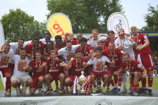 Soccer I Men I Season 2025 2026 I Landespokal Schleswig Holstein I Final I SV Todesfelde 1 FC Phönix Lübeck I 23 05 2026 Jubelfoto Todesfelde Joda Sportpark Schleswig Holstein Germany Copyright: xLobeca AndreasxKnothex