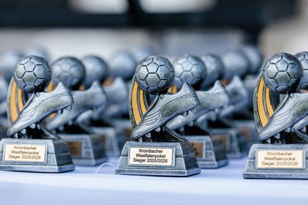 Symbolic image, Winners trophies for the handover in the Krombacher Westfalenpokal GER, SC Verl vs SF Lotte, Football, Westfalenpokal, Final, Season 2025 2026, 23 05 2026 DFL Regulations prohibit any use of photographers as image sequences and or quasi video GER, SC Verl vs SF Lotte, Football, Westfalenpokal, Final, Season 2025 2026, 23 05 2026 Verl Copyright: xEibner-Pressefoto JanxRollingerx EP_JSK