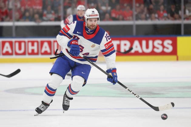 23 05 2026 Swiss Life Arena Zurich , SWITZERLAND, Mens Ice Hockey IIHF World Championship Zurich 2026 Group A LAT USA Tommy Novak USA