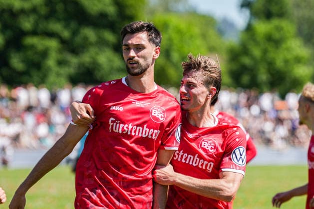 SBFV Rothaus Pokal, Bahlinger SC vs FC 08 Villingen, 23 05 2026 Goal celebration for 1 0 by Elvir Zukaj Bahlinger SC, 4 SBFV Rothaus Pokal, Bahlinger SC vs FC 08 Villingen, Karl Heitz Stadion Offenburg, 23 05 2026 Copyright: xBEAUTIFULxSPORTS Boscox