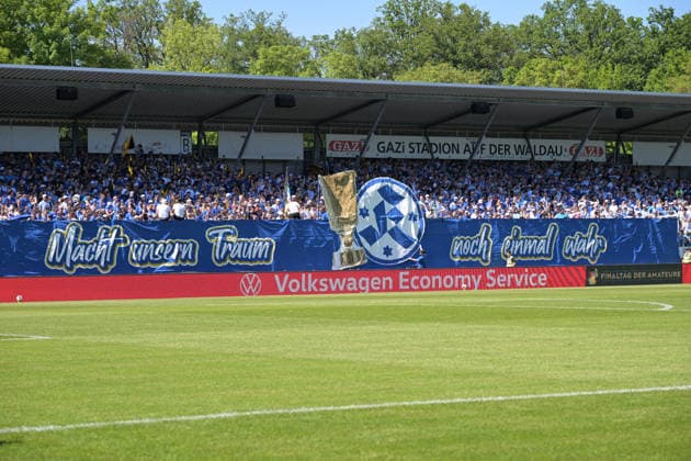 the chorio of the fans of Stuttgarter Kickers SV Stuttgarter Kickers vs SG Sonnenhof Grossaspach, Football, Men, DB Regio wfv cup final, Season 2025 2026, 23 05 2026 SV Stuttgarter Kickers vs SG Sonnenhof Grossaspach, Football, Men, DB Regio wfv cup final, Season 2025 2026, 23 05 2026 Stuttgart Copyright: xEibner-Pressefoto TobiasxBaurx EP_TBR