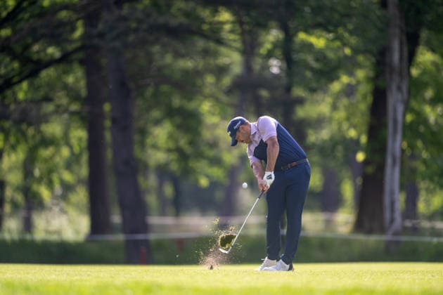ANTWERP, BELGIUM - MAY 23: Hennie du Plessis of South Africa plays his second shot from the fairway on the 4th hole during the third round of the Soudal Open at Rinkven International Golf Club on May 23, 2026 in Antwerp, Belgium. Credit: Andy Astfalck NurPhoto Belgium Copyright: xAndyxAstfalckx