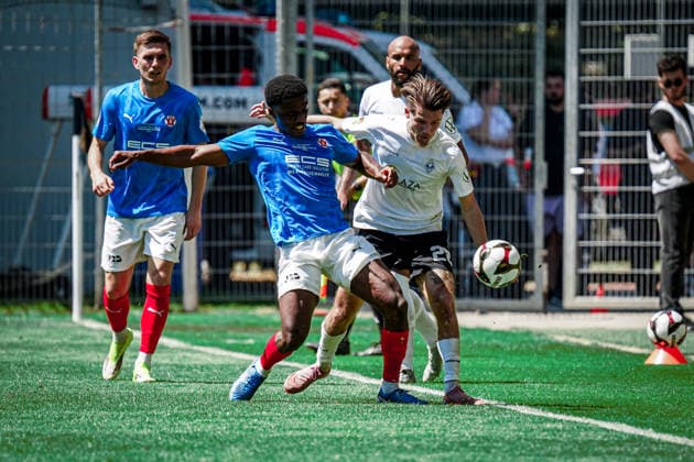 Germany Soccer bfv Rothaus Pokal 2025 2026 , Final VfR Mannheim vs SV Waldhof Mannheim Carl Benz Stadion Mannheim duel, on the ball Copyright: xBennetxLongx