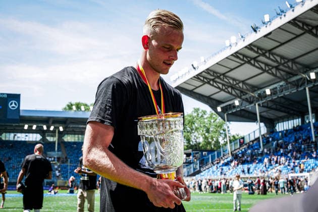 Germany Soccer bfv Rothaus Pokal 2025 2026 , Final VfR Mannheim vs SV Waldhof Mannheim Carl Benz Stadion Mannheim Janne Sietan SV Waldhof Mannheim, 22 Cup, facial expression, facial expression Copyright: xBennetxLongx