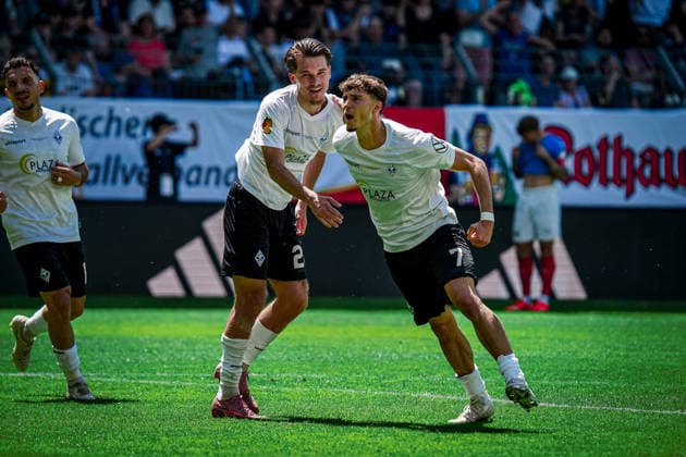 Germany Soccer bfv Rothaus Pokal 2025 2026 , Final VfR Mannheim vs SV Waldhof Mannheim Carl Benz Stadion Mannheim Lovis Bierschenk SV Waldhof Mannheim, 7 facial expression, facial expression, goal celebration, goal, joy, emotion, gesture, gesture Copyright: xBennetxLongx