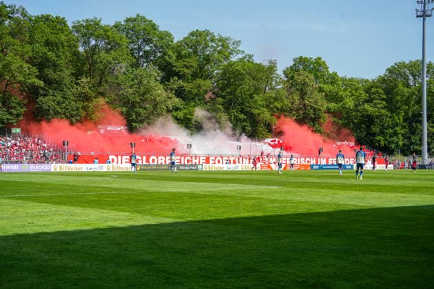 Germany Bitburger Pokalfinale 2026, S C Fortuna Köln vs Viktoria Köln 23 05 2026 Sportpark Höhenberg Köln Stadion, general view overview, fans, cheering, joy, emotions, Fortuna Choreo Köln Germany Copyright: xMijoxLubecx