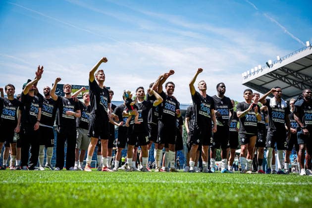 Germany Soccer bfv Rothaus Pokal 2025 2026 , Final VfR Mannheim vs SV Waldhof Mannheim Carl Benz Stadion Mannheim Team, players, cheering, joy, emotions, gestures, gestures Copyright: xBennetxLongx