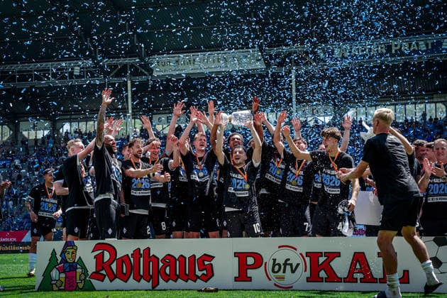 Germany Football bfv Rothaus Pokal 2025 2026 , Final VfR Mannheim vs SV Waldhof Mannheim Carl Benz Stadion Mannheim Team, Players, Award Ceremony, Cheers, Joy, Emotions, Cup Copyright: xBennetxLongx