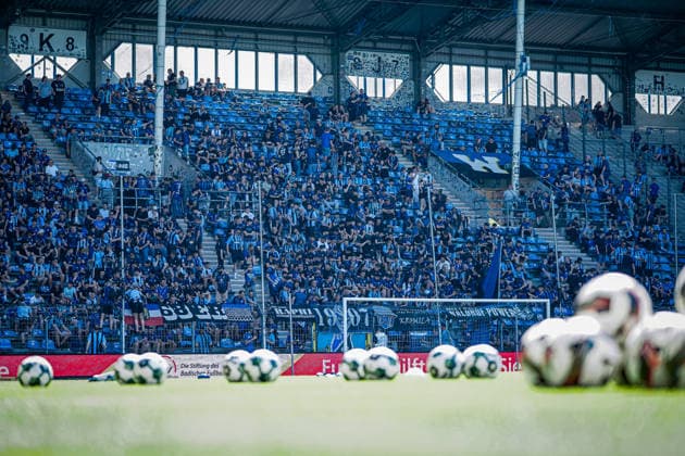Germany Soccer bfv Rothaus Pokal 2025 2026 , Final VfR Mannheim vs SV Waldhof Mannheim Carl Benz Stadion Mannheim Balls, pitch, grandstand Copyright: xBennetxLongx