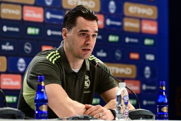 Pressconference Olympiacos v Real Madrid Final Euroleague Mario Hezonja of Real Madrid speaks during the press conference prior to the Euroleague Final Four game between Olympiacos and Real Madrid in Athens, Greece, on May 23, 2026 Athens Greece Basketball Copyright: xAgenciaxLOFx