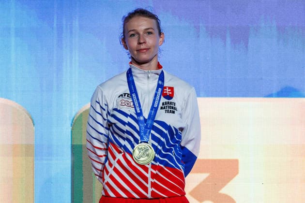 Award ceremony Womens Kumite 61 Ingrida Bakos Suchankova SVK third place, bronze medal, 23 05 2026, Frankfurt am Main Germany , 61 European Karate Championships 2026 Frankfurt Main xprx