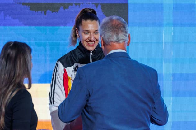 Award ceremony Womens Kumite 68 Johanna Kneer GER third place, bronze medal, 23 05 2026, Frankfurt am Main Germany , 61 European Karate Championships 2026 Frankfurt Main xprx