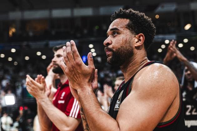 Elias Harris FC Bayern Muenchen Basketball , Vet Concept Gladiators Trier vs FC Bayern Muenchen Basketball, Basketball, easyCredit BBL, Playoffs, Quarterfinals, Game 3, Season 2025 2026, 23 05 2026 Vet Concept Gladiators Trier vs FC Bayern Muenchen Basketball, Basketball, easyCredit BBL, Playoffs, Quarterfinals, Game 3, Season 2025 2026, 23 05 2026 Copyright: xEibner-Pressefoto AlexanderxNeisx EP_ANS