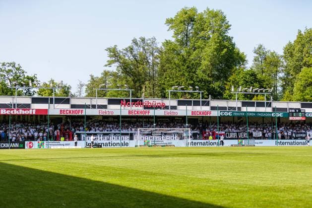 The home block of SC Verl is filled with fans GER, SC Verl vs SF Lotte, Football, Westfalenpokal, Final, Season 2025 2026, 23 05 2026 DFL Regulations prohibit any use of photographers as image sequences and or quasi video GER, SC Verl vs SF Lotte, Football, Westfalenpokal, Final, Season 2025 2026, 23 05 2026 Verl Copyright: xEibner-Pressefoto JanxRollingerx EP_JSK