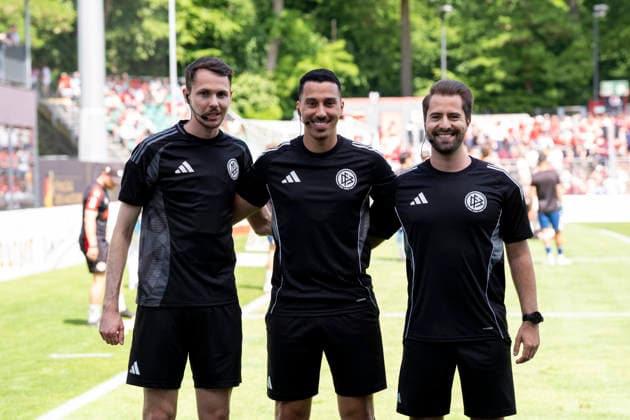 Moritz Klein DFB referee , Tarik Damar DFB referee and Luca Marx DFB referee before the match SC Fortuna Köln vs Viktoria Köln 23 05 2026 Soccer, Bitburger Pokalfinale 2026, GER, Sportpark Höhenberg, Cologne Copyright: HMBxMedia xMarcoxBader