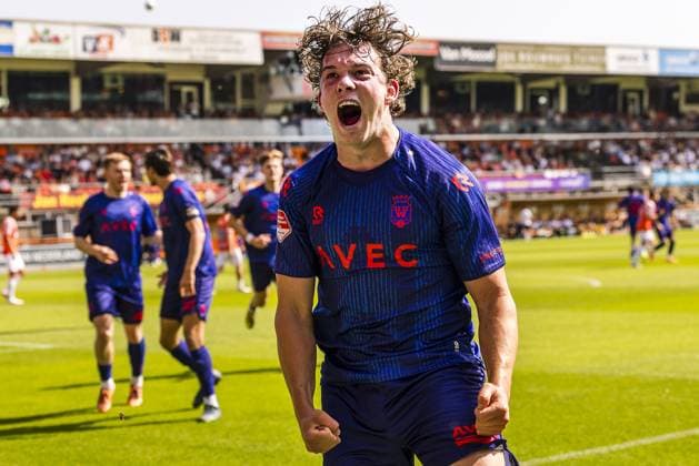 VOLENDAM , 23-05-2026 , Kras Stadium , season 2025 - 2026 , Dutch Keuken Kampioen Divisie football , secondleg of the Keuken Kampioen Play-Offs final , match between FC Volendam and Willem II , picture shows Willem II player Siegert Baartmans celebrating the goal. 0-1 Volendam - Willem II (play off)  x203907286x Copyright: