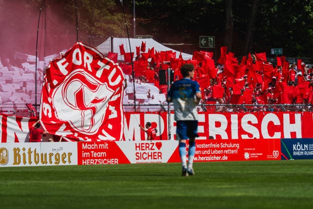Fortuna Koeln Choreo Fortuna Köln vs FC Viktoria Köln, Football, Landespokal Mittelrhein 2025 26, Final, Season 2025 26, 23 05 2026, Fortuna Köln vs FC Viktoria Köln, Football, Landespokal Mittelrhein, Final, Season 2025 26, 23 05 2026 Köln Copyright: xEibner-Pressefoto LukasxBaldygax EP_LBA