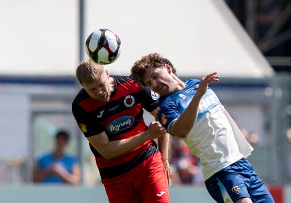Header duel between Lars Dietz Viktoria Koeln, 2 and Enzo Wirtz Fortuna Koeln, 9 SC Fortuna Köln vs Viktoria Köln 23 05 2026 Soccer, Bitburger Pokalfinale 2026, GER, Sportpark Höhenberg, Cologne Copyright: HMBxMedia xMarcoxBader