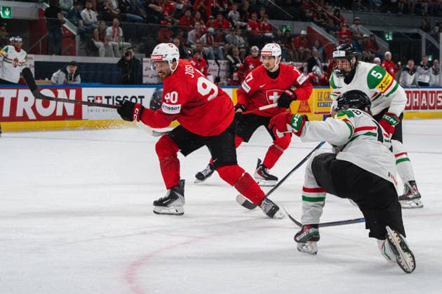 ZURICH, ZURICH - MAY 23: Roman Josi of Switzerland scores the opening goal for a 1-0 lead during the 2026 IIHF World Championship, WM, Weltmeisterschaft Preliminary Round Group A match between Switzerland and Hungary at Swiss Life Arena on May 23, 2026 in Zurich, Zurich, Switzerland.  Copyright: xLivioxBaeriswylx xSPPx Sportspressphoto_152416