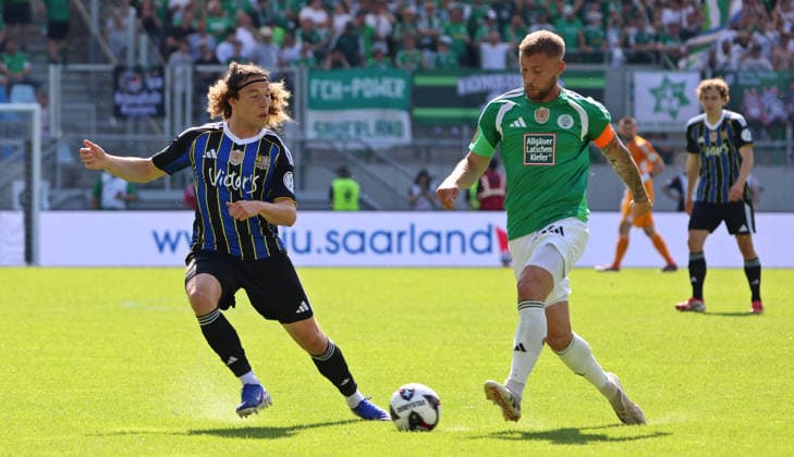 23 05 2026, Football, Men, Sparkassen Pokal Saarland Final, Season 2025 2026, 1 FC Saarbrücken FC 08 Homburg, Tim Civeja 1 FC Saarbruecken Mart Ristl FC 08 Homburg Saarbrücken Ludwigsparkstadion Saarland Germany DEU Copyright: xFabianxKleerx