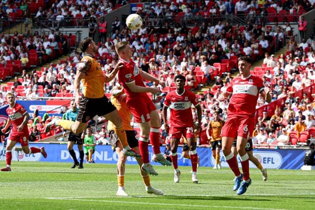 Lewis Coyle of Hull City heads at goal Hull City v Middlesbrough, EFL Sky Bet Championship, Play-Off Final, Football, Wembley Stadium, London, UK - 23 May 2026London Wembley Stadium United Kingdom EDITORIAL USE ONLY No use with unauthorised audio, video, data, fixture lists, club league logos or live services. Online in-match use limited to 120 images, no video emulation. No use in betting, games or single club league player publications. Copyright: xAndrewxFosker Shutterstockx 16887370bc