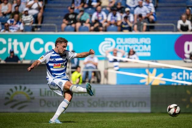 Lower Rhine Cup Final MSV Duisburg SC St Tönis FOR EDITORIAL PURPOSES ONLY p Football Lower Rhine Cup Final MSV Duisburg SC St Tönis on 23 05 26 in the Schauinsland Reisen Arena in Duisburg Aljaz Casar Duisburg Duisburg Duisburg Copyright JakobxKlos Copyright: JakobxKlos doc85z06gxohk31arxi2joc ,EDITORIAL USE ONLY Copyright: JakobxKlos