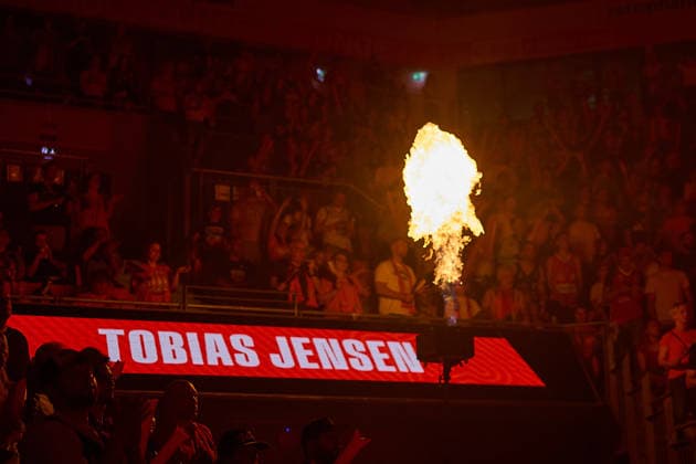 Welcome player Tobias Jensen ratiopharm ulm, 07 , Fire GER, ratiopharm ulm vs Bamberg Baskets, Basketball, Playoffs, Quarterfinals, 3 Match, EasyCredit BBL, Season 2025 2026, 23 05 2026 GER, ratiopharm ulm vs Bamberg Baskets, Basketball, Playoffs, Quarterfinals, 3 Match, EasyCredit BBL, Season 2025 2026, 23 05 2026 New Ulm Copyright: xEibner-Pressefoto GeraldxOelze-dexStoppanyx EP_ODS