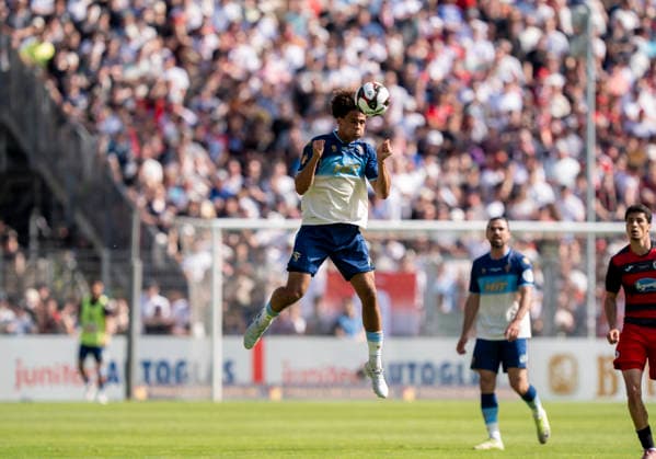 Header by Neo Telle Fortuna Koeln, 31 SC Fortuna Köln vs Viktoria Köln 23 05 2026 Soccer, Bitburger Pokalfinale 2026, GER, Sportpark Höhenberg, Cologne Copyright: HMBxMedia xMarcoxBader