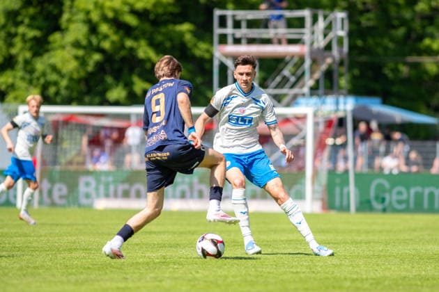 Tim Fürstenau SVP, left against Lukas Wallner FCH, right GER, football, national cup, Lüpzer Pils Cup, final, SV Pastow FC Hansa Rostock