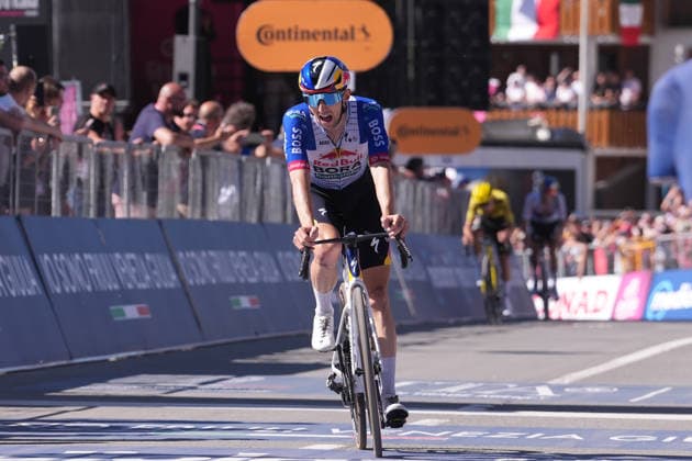 Australia™s Jai Hindley of Red Bull - Bora - Hansgrohe during Stage 14 of the Giro d™Italia, from Aosta to Pila, Italy, Saturday, May 23, 2026.  Copyright: xGianxMattiaxD™Alberto LaPressex