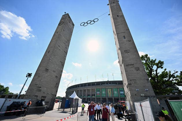 23 05 2026, xsltx, Football DFB Cup Final, FC Bayern Munich VfB Stuttgart v l Exterior View Stadium Olympiastadion DFL DFB REGULATIONS PROHIBIT ANY USE OF PHOTOGRAPHS as IMAGE SEQUENCES and or QUASI VIDEO Berlin