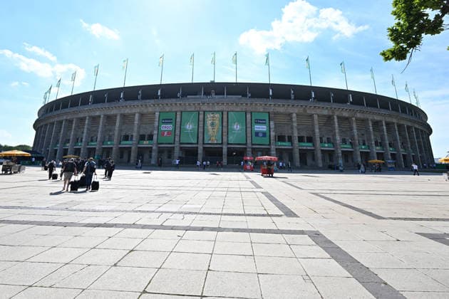 23 05 2026, xsltx, Football DFB Cup Final, FC Bayern Munich VfB Stuttgart v l Exterior View Stadium Olympiastadion DFL DFB REGULATIONS PROHIBIT ANY USE OF PHOTOGRAPHS as IMAGE SEQUENCES and or QUASI VIDEO Berlin