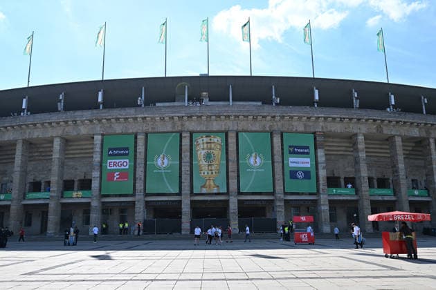 23 05 2026, xsltx, Football DFB Cup Final, FC Bayern Munich VfB Stuttgart v l Exterior View Stadium Olympiastadion DFL DFB REGULATIONS PROHIBIT ANY USE OF PHOTOGRAPHS as IMAGE SEQUENCES and or QUASI VIDEO Berlin