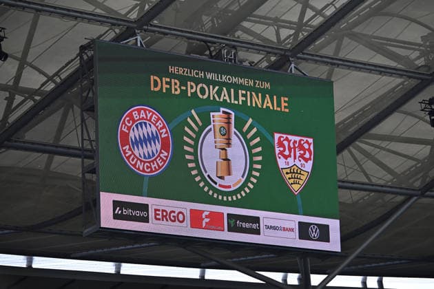23 05 2026, xsltx, Football DFB Cup Final, FC Bayern Munich VfB Stuttgart v l Scoreboard DFL DFB REGULATIONS PROHIBIT ANY USE OF PHOTOGRAPHS as IMAGE SEQUENCES and or QUASI VIDEO Berlin