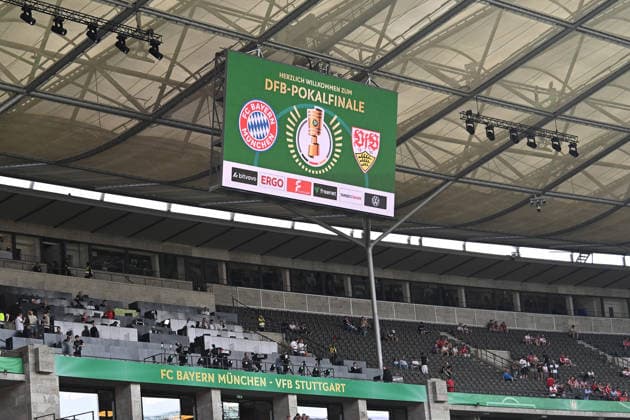 23 05 2026, xsltx, Football DFB Cup Final, FC Bayern Munich VfB Stuttgart v l Scoreboard Indoor, Lawn, Tribunes, Tribune, Pitch DFL DFB REGULATIONS PROHIBIT ANY USE OF PHOTOGRAPHS as IMAGE SEQUENCES and or QUASI VIDEO Berlin