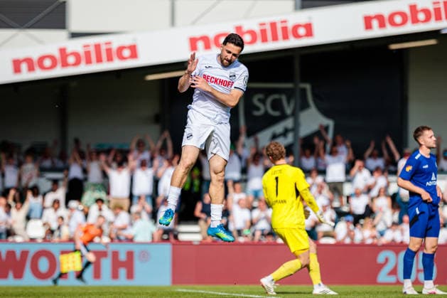 Berkan Taz SC Verl, 10 celebrates his goal for 3 0 GER, SC Verl vs SF Lotte, Football, Westfalenpokal, Final, Season 2025 2026, 23 05 2026 DFL Regulations prohibit any use of photographers as image sequences and or quasi video GER, SC Verl vs SF Lotte, Football, Westfalenpokal, Final, Season 2025 2026, 23 05 2026 Verl Copyright: xEibner-Pressefoto JanxRollingerx EP_JSK