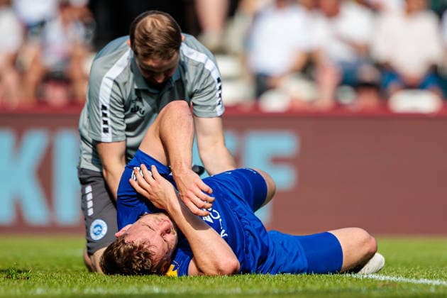 Louis Hiepen SF Lotte, 03 receives medical attention GER, SC Verl vs SF Lotte, Football, Westfalenpokal, Final, Season 2025 2026, 23 05 2026 DFL Regulations prohibit any use of photographers as image sequences and or quasi video GER, SC Verl vs SF Lotte, Football, Westfalenpokal, Final, Season 2025 2026, 23 05 2026 Verl Copyright: xEibner-Pressefoto JanxRollingerx EP_JSK