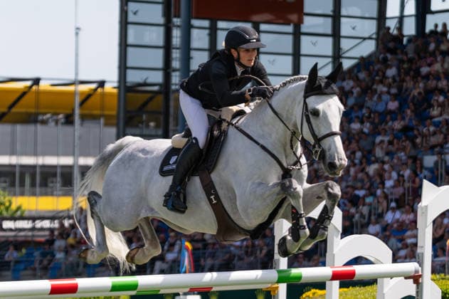121 Katharina Rhomberg on Colestus Cambridge (AUT) during the TSCHIO 2026 (CHIO 2026) - 2nd Qualifier Rolex Grand Prix - CSI5* - Jumping competition with jump-off at the Allianz Park in Aachen, Germany  Copyright: xMartinxPitschx xSPPx Sportspressphoto_152452