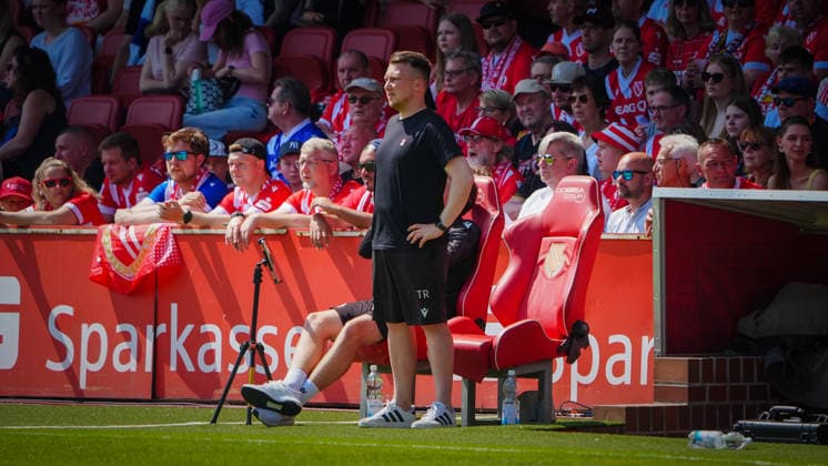 Soccer, Men, Season 2025 2026, Brandenburg State Cup, Final, Final day of the amateurs, FC Energie Cottbus vs VfB 1921 Krieschow, Saturday 23 05 2026, LEAG Energie Stadion Cottbus, In the picture Tobias Röder Co Trainer Energie Brandenburg Germany
