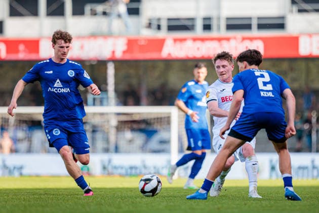 L R Max Ritter SF Lotte, 08 , Dennis Waidner SC Verl, 08 , Jonas Kehl SF Lotte, 02 GER, SC Verl vs SF Lotte, Football, Westfalenpokal, Finale, Spielzeit 2025 2026, 23 05 2026 DFL Regulations prohibit any use of photographers as image sequences and or quasi video GER, SC Verl vs SF Lotte, Football, Westfalenpokal, Finale, Spielzeit 2025 2026, 23 05 2026 Verl Copyright: xEibner-Pressefoto JanxRollingerx EP_JSK