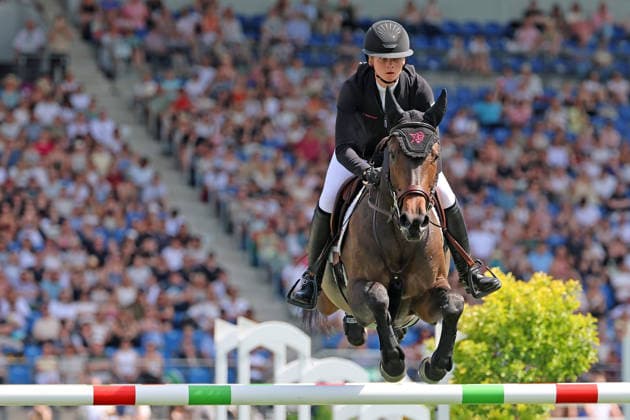 Sophie Hinners GER with horse Iron Games Combella, 11th place after jump off, 2 qualifying Rolex Grand Prix, CSI5 show jumping competition with jump-off, World Equestrian Festival, TSCHIO Aachen 2026, TSCHIO instead of CHIO 2026, Aachener Soers, 22 to 24 May 2026, equestrian sport, 23 05 2026, Aachener Soers Germany