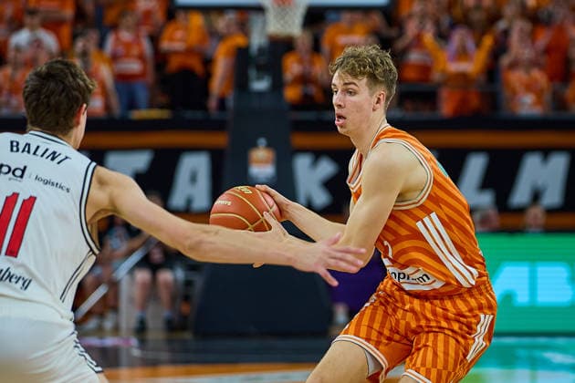 Tobias Jensen ratiopharm ulm, 07 GER, ratiopharm ulm vs Bamberg Baskets, Basketball, Playoffs, Quarterfinals, 3 Match, EasyCredit BBL, Season 2025 2026, 23 05 2026 GER, ratiopharm ulm vs Bamberg Baskets, Basketball, Playoffs, Quarterfinals, 3 Match, EasyCredit BBL, Season 2025 2026, 23 05 2026 New Ulm Copyright: xEibner-Pressefoto GeraldxOelze-dexStoppanyx EP_ODS