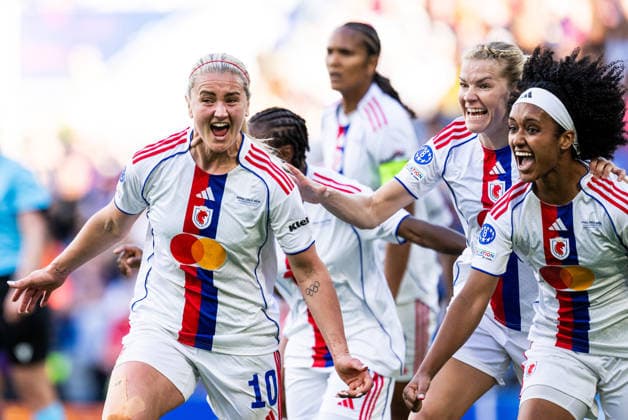 260523 Lindsey Heaps of Lyon celebrates a goal that is later disallowed after a VAR review during the UEFA Womens Champions League final football match between Barcelona and Lyon on May 23, 2026 in Oslo Photo Vegard Grott BILDBYRAN kod VG VG0925 bbeng football fotball soccer champions league finale final final 2026 mesterligaen dam fcb barcelona lyon ol lyonnes jubel  Copyright: VEGARDxGRoTT BB260523VG022