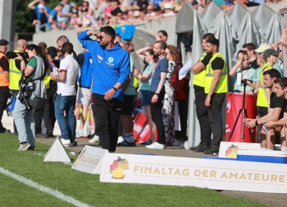 23 05 26 wfv Pokal Final 2026 Stuttgarter Kickers SG Sonnenhof Großaspach Germany, Stuttgart, 23 05 2026, Football, Season 2025 2026, Final day of the amateurs, DB Regio wfv Pokal Final 2026, Stuttgarter Kickers SG Sonnenhof Großaspach Kerem Arslan Coach Kickers