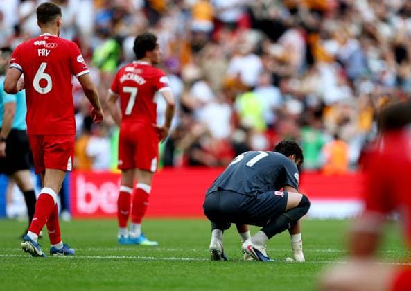 Sol Brynn of Middlesbrough shows dejection Hull City v Middlesbrough, EFL Sky Bet Championship, Play-Off Final, Football, Wembley Stadium, London, UK - 23 May 2026London Wembley Stadium United Kingdom EDITORIAL USE ONLY No use with unauthorised audio, video, data, fixture lists, club league logos or live services. Online in-match use limited to 120 images, no video emulation. No use in betting, games or single club league player publications.  Copyright: xSimonxDael Shutterstockx 16887368da
